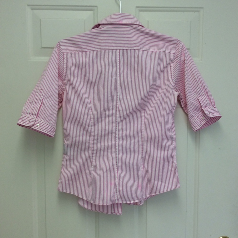 RALPH LAUREN SPORT PINK/ WHITE TAILORED BLOUSE SZ6 - Picture 2 of 7